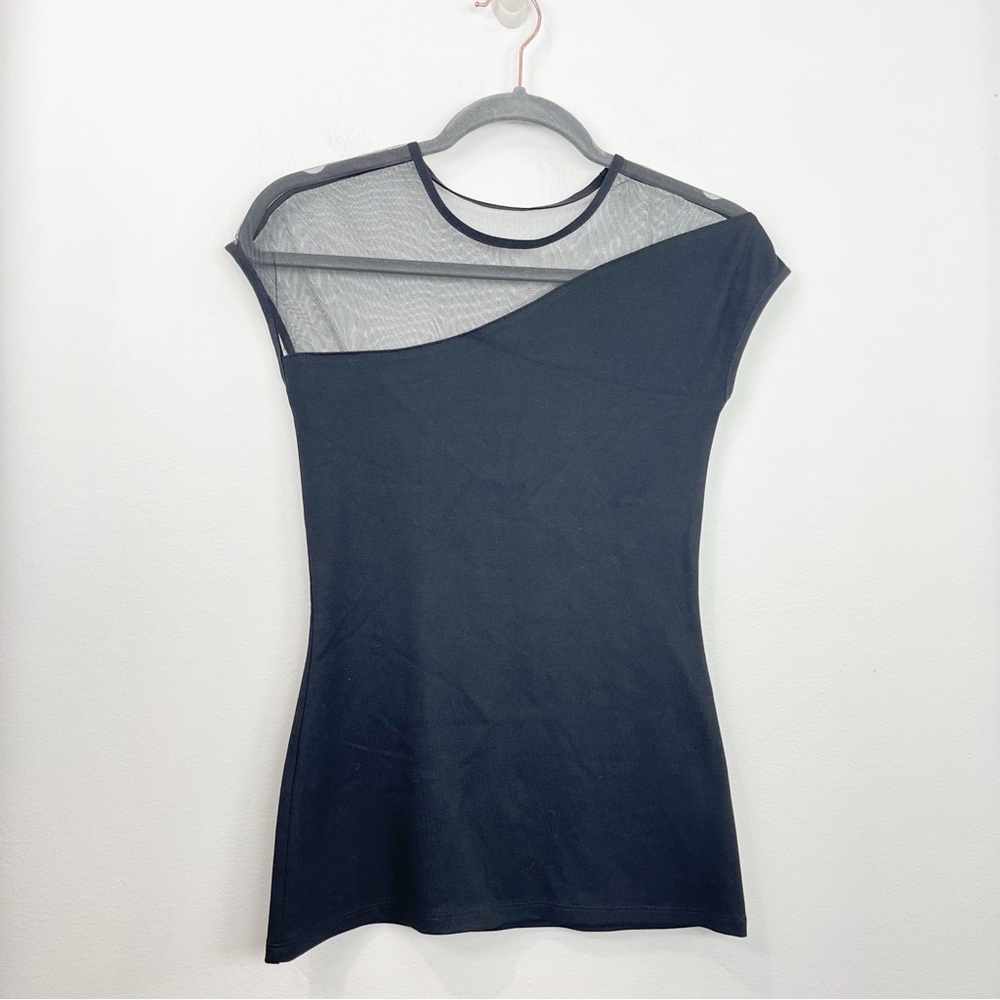 Marcella Black Florence Mesh Short Sleeve Top Size XS